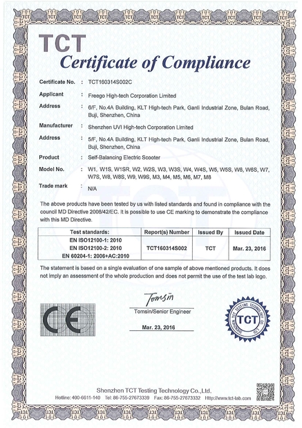 चीन Freego High-Tech Corporation Limited Co., Ltd. प्रमाणपत्र